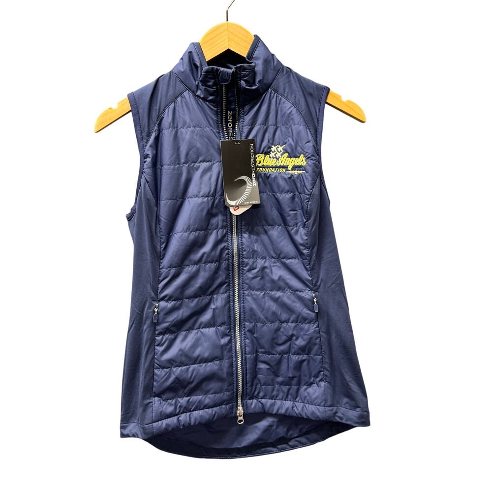 Zero Restriction Jacket Womens XS BLUE ANGELS Full Zip Tess Hybrid Golf Vest NEW